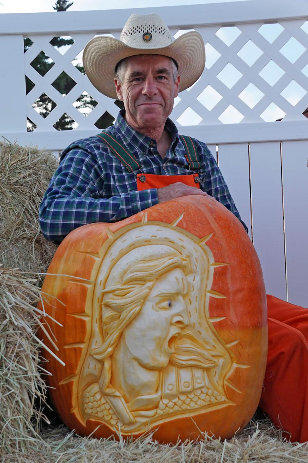 Farmer Mike with pumpkin titled Charge