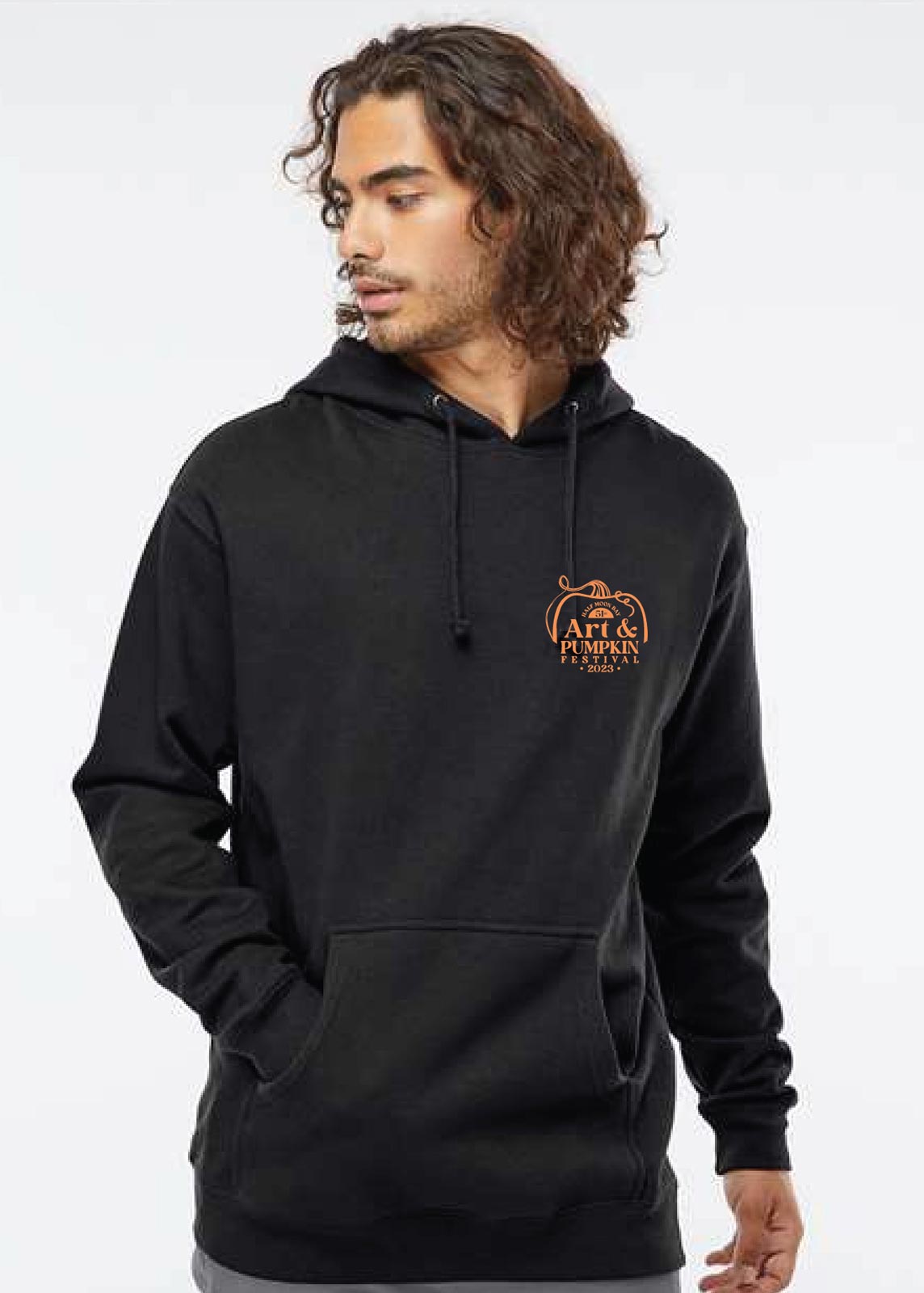 Pullover hoodie in black - front