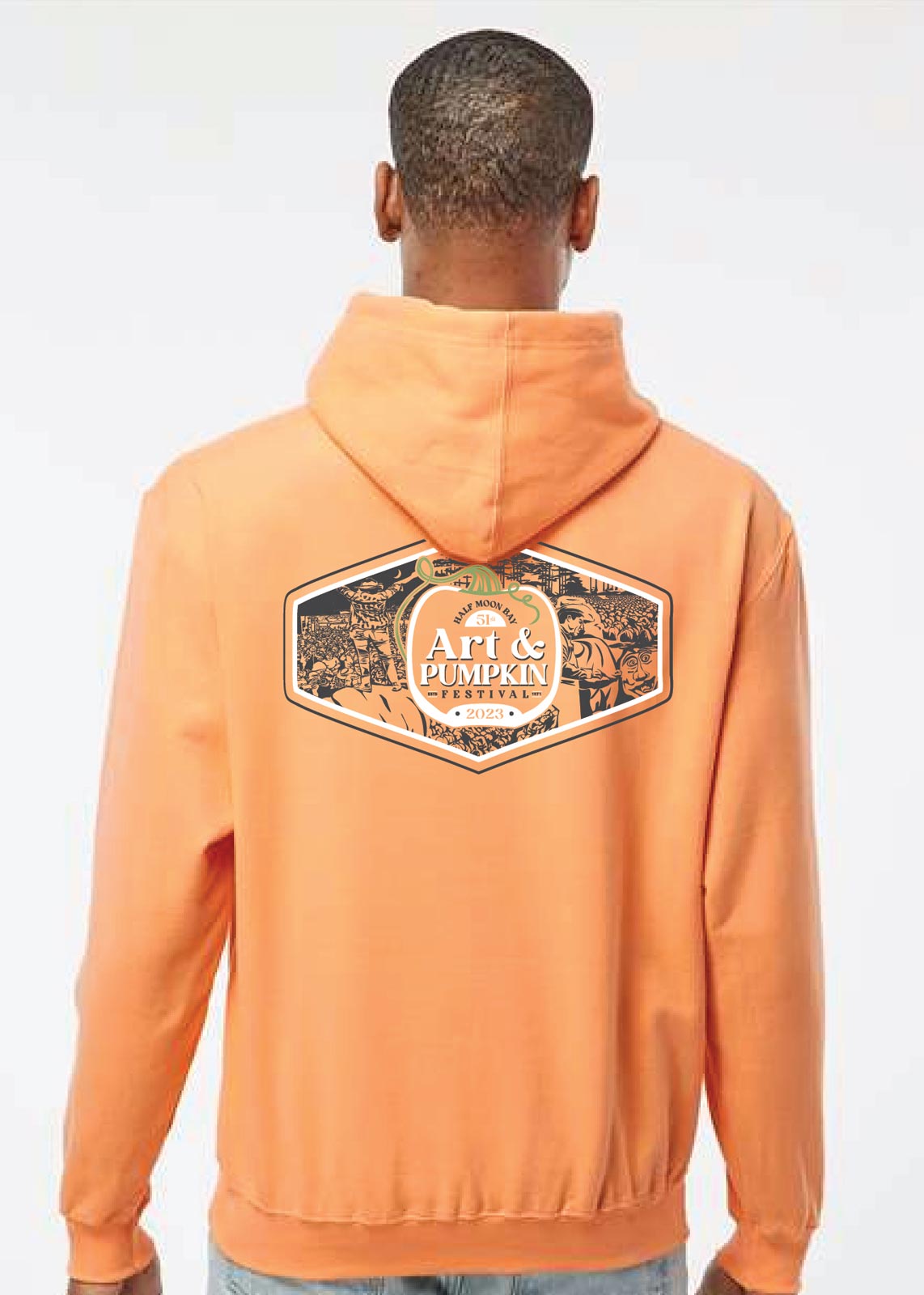 Pullover hoodie in orange - back